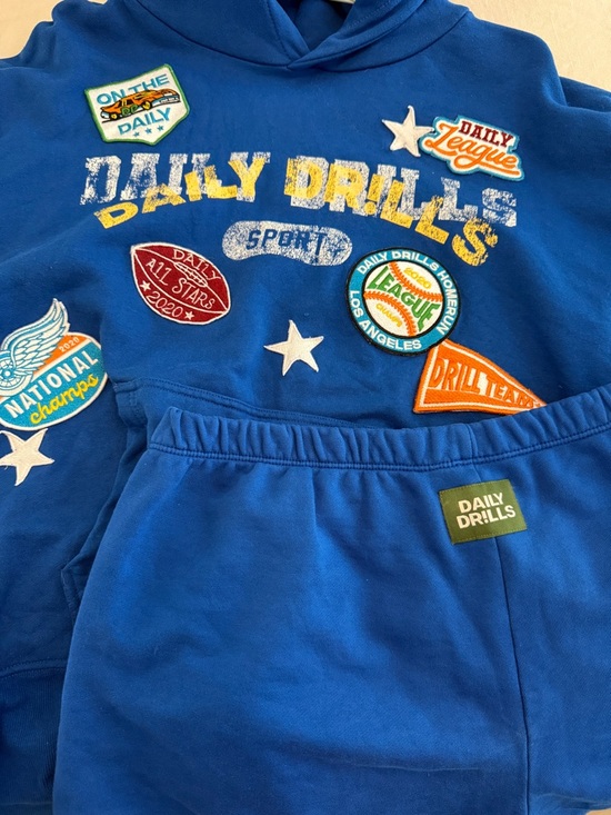 Daily Drills Other - Daily Drills Mini Shorts and Patch Hoodie set in Cobalt